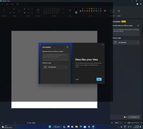 Describe your idea in Paint Cocreator
