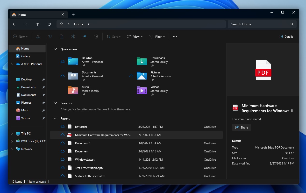 Details Pane in Windows 11 KB5030310