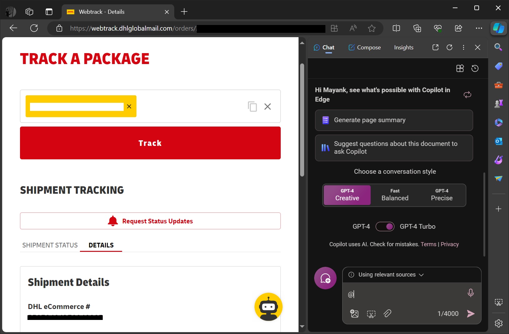 Microsoft Edge Copilot tagging feature